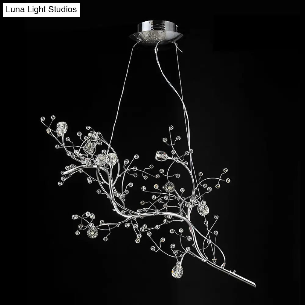 Modern Crystal Bead Chandelier 10-Light Metal Branch Ceiling Fixture for Dining Room & Living Room | Thomler