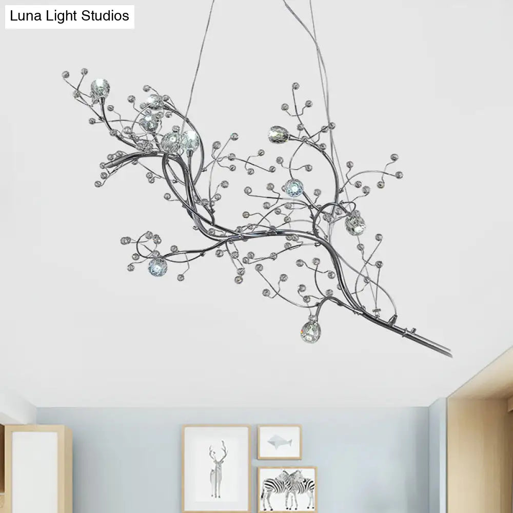 Modern Crystal Bead Chandelier 10-Light Metal Branch Ceiling Fixture for Dining Room & Living Room | Thomler