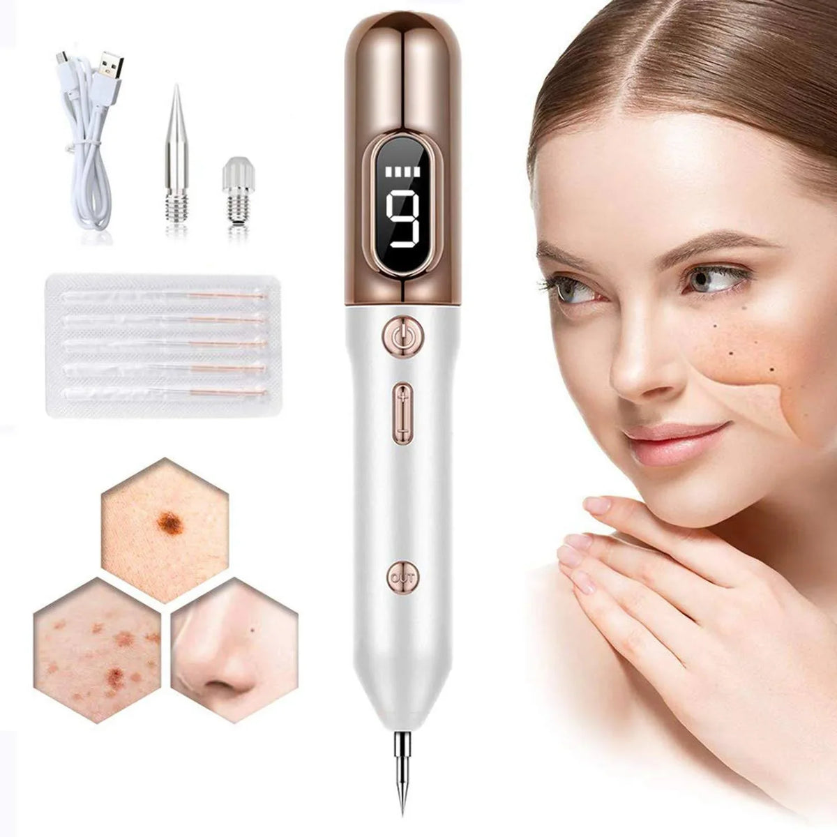 At-Home Precision Spot Removal Device with 9 Adjustable Intensity Settings for Skin Imperfections & Unwanted Marks | Thomler