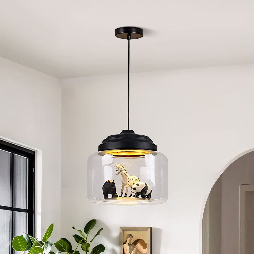 Pendant Light Glass 8.7 in Children’s Room Decorative Ceiling Lamp Whimsical Animal Theme Playful Lighting | Thomler