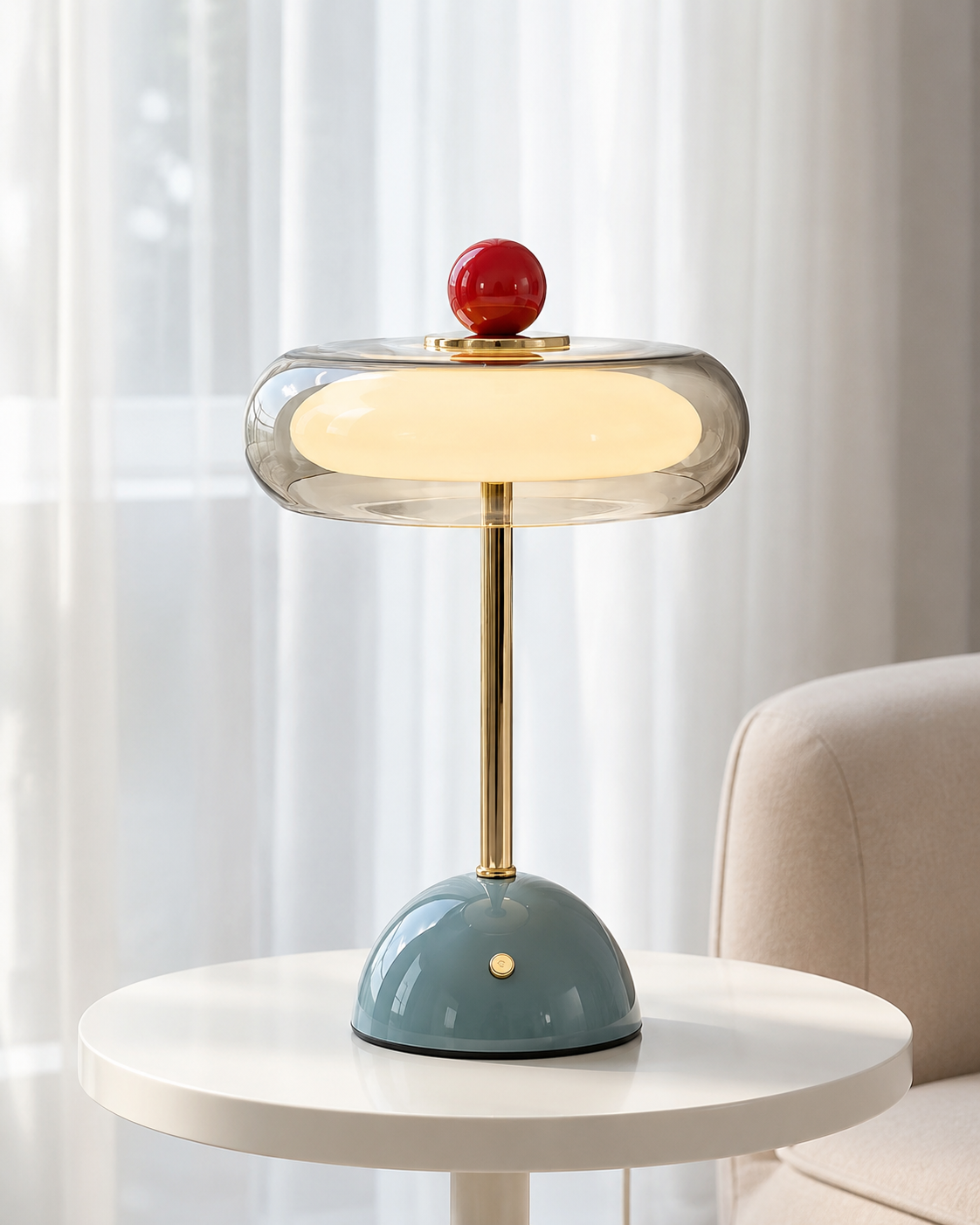Rechargeable Mid-Century Modern Mushroom Desk Light with Touch Dimming & 3 Light Modes for Bedroom, Living Room & Office | Thomler