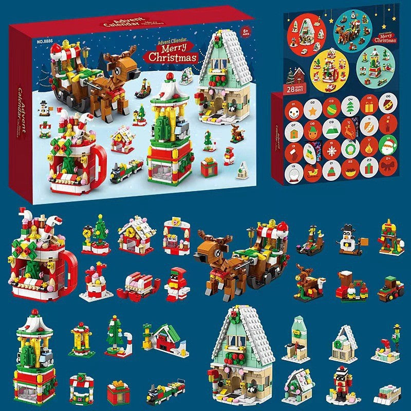 Holiday Countdown Building Block Advent Calendar for Kids 24 Days Creative Construction Surprise Set Daily Holiday Model Activity STEM | Thomler