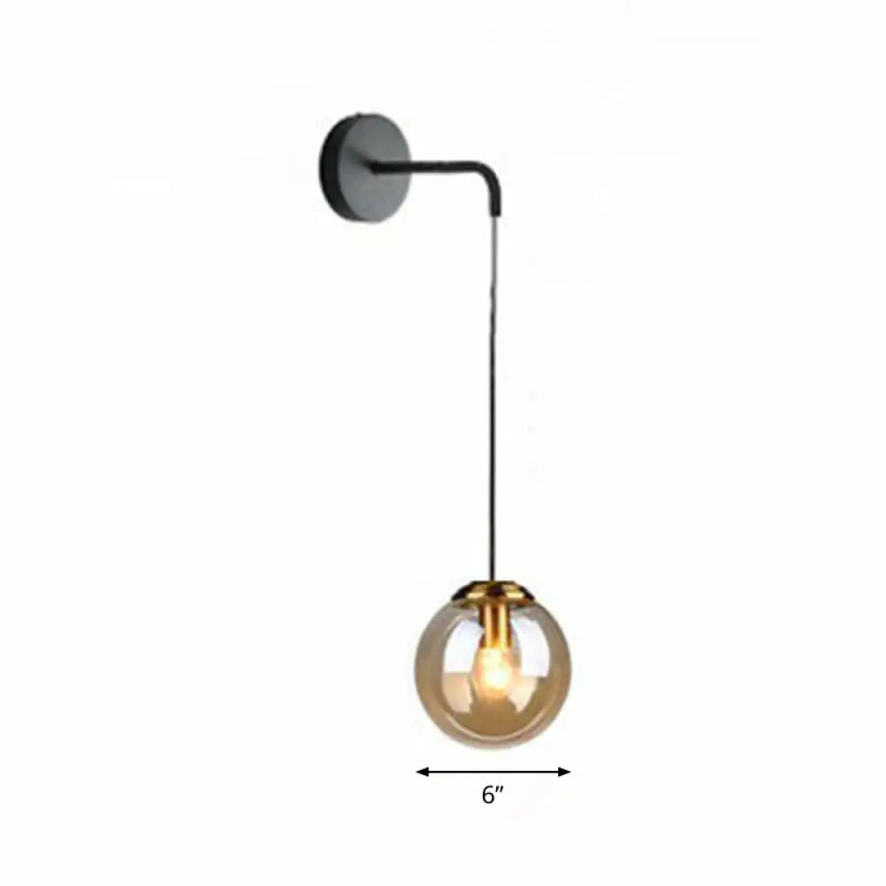 Contemporary Round Glass Wall Sconce | Modern Metal Orb Wall Fixture for Bedroom, Hallway, Foyer | E26 Base Socket | Available in Clear | Thomler