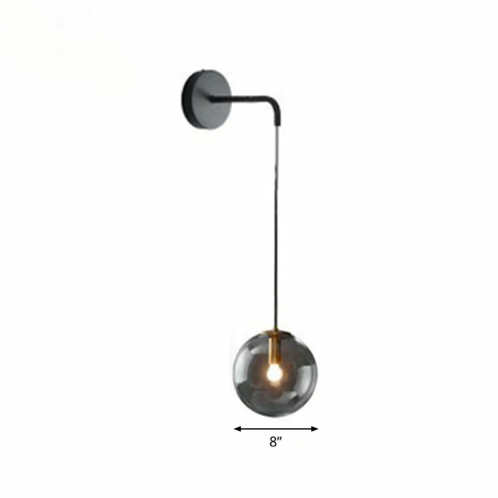 Contemporary Round Glass Wall Sconce | Modern Metal Orb Wall Fixture for Bedroom, Hallway, Foyer | E26 Base Socket | Available in Clear | Thomler