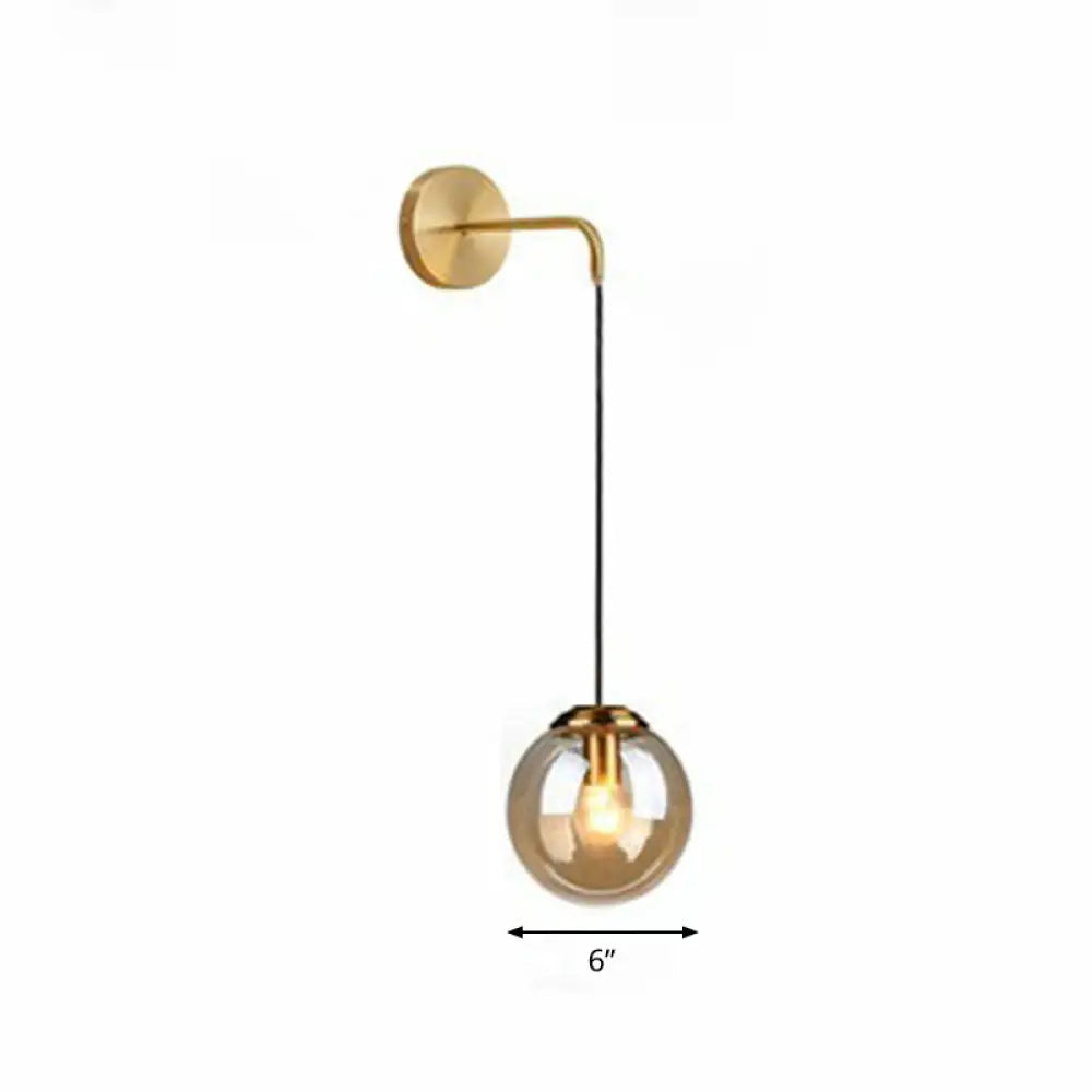 Contemporary Round Glass Wall Sconce | Modern Metal Orb Wall Fixture for Bedroom, Hallway, Foyer | E26 Base Socket | Available in Clear | Thomler