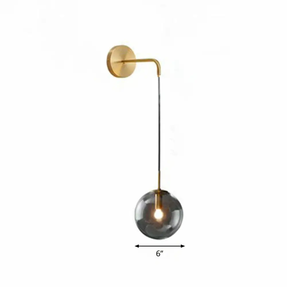 Contemporary Round Glass Wall Sconce | Modern Metal Orb Wall Fixture for Bedroom, Hallway, Foyer | E26 Base Socket | Available in Clear | Thomler