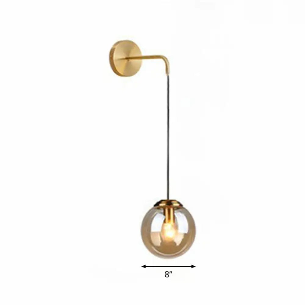 Contemporary Round Glass Wall Sconce | Modern Metal Orb Wall Fixture for Bedroom, Hallway, Foyer | E26 Base Socket | Available in Clear | Thomler