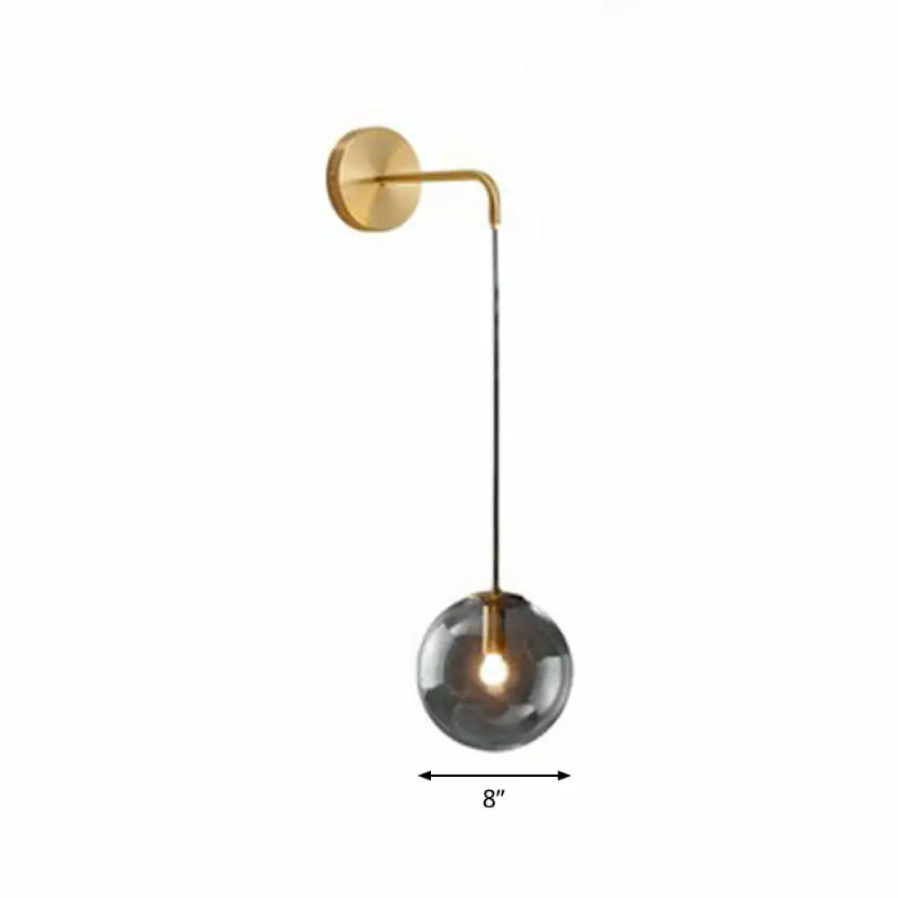 Contemporary Round Glass Wall Sconce | Modern Metal Orb Wall Fixture for Bedroom, Hallway, Foyer | E26 Base Socket | Available in Clear | Thomler