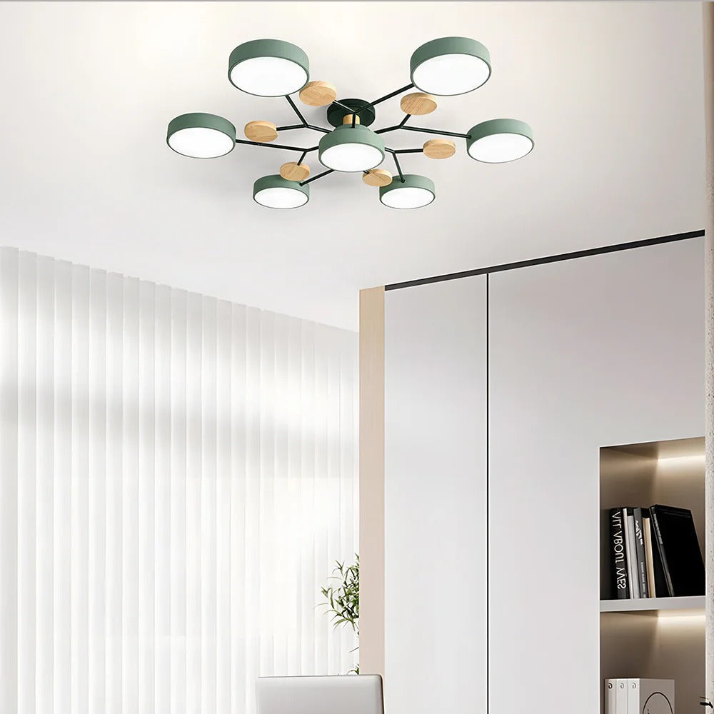 Semi-Flush Ring LED Ceiling Fixture – Multiple Rings, Iron & Acrylic, Dimmable Color Modes for Bedroom, Living Room & Hallway | Thomler