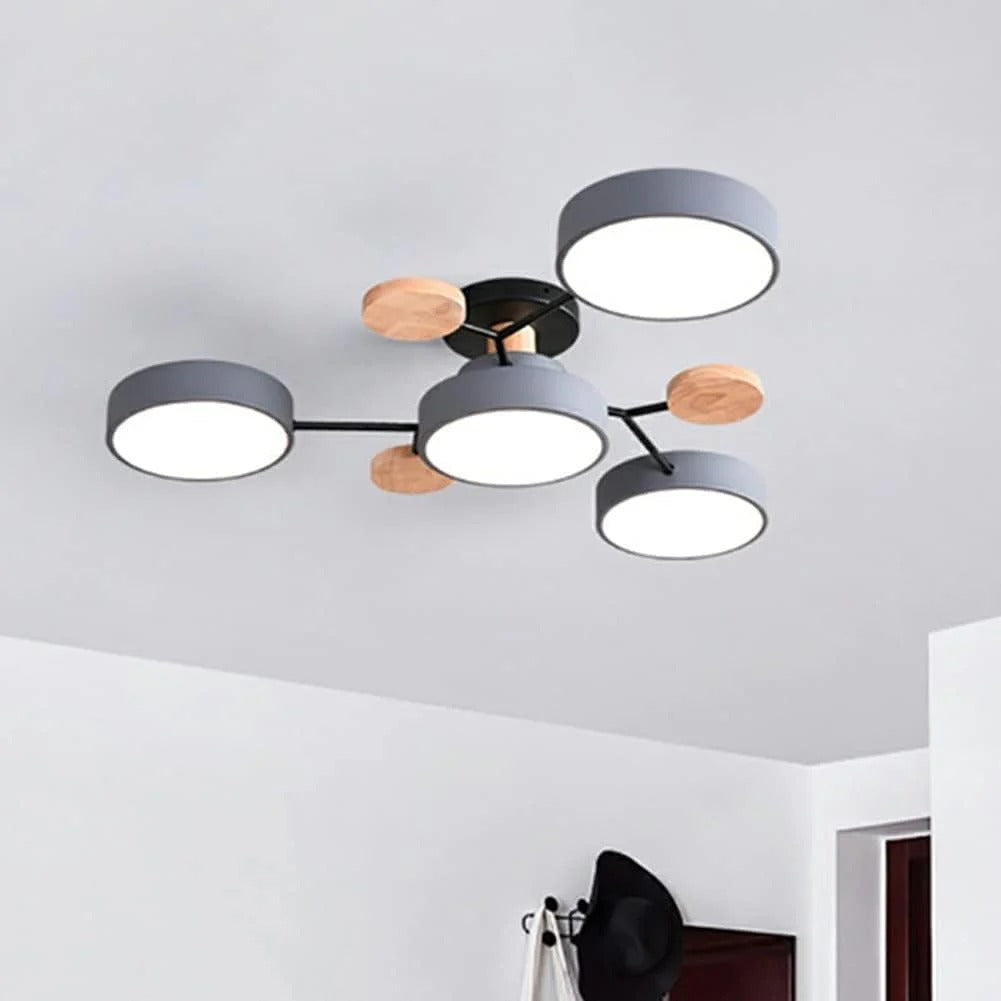 Semi-Flush Ring LED Ceiling Fixture – Multiple Rings, Iron & Acrylic, Dimmable Color Modes for Bedroom, Living Room & Hallway | Thomler