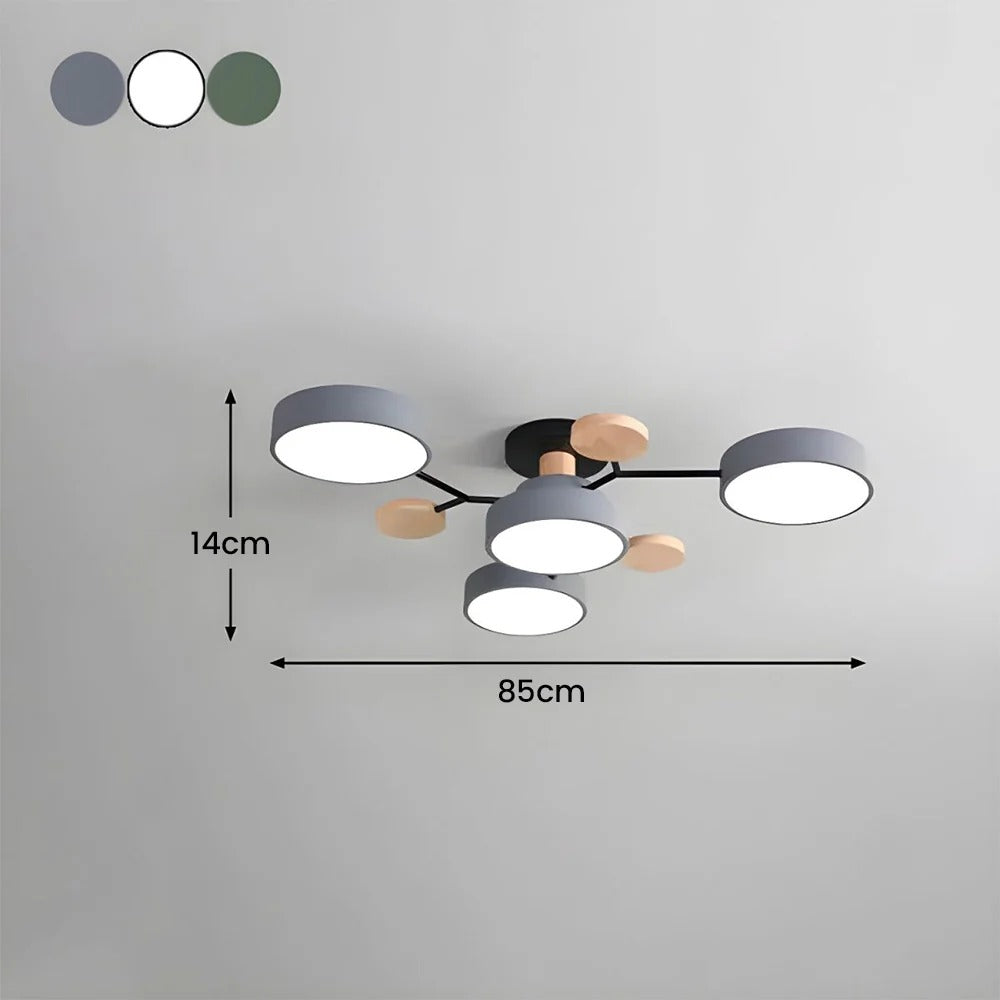 Semi-Flush Ring LED Ceiling Fixture – Multiple Rings, Iron & Acrylic, Dimmable Color Modes for Bedroom, Living Room & Hallway | Thomler
