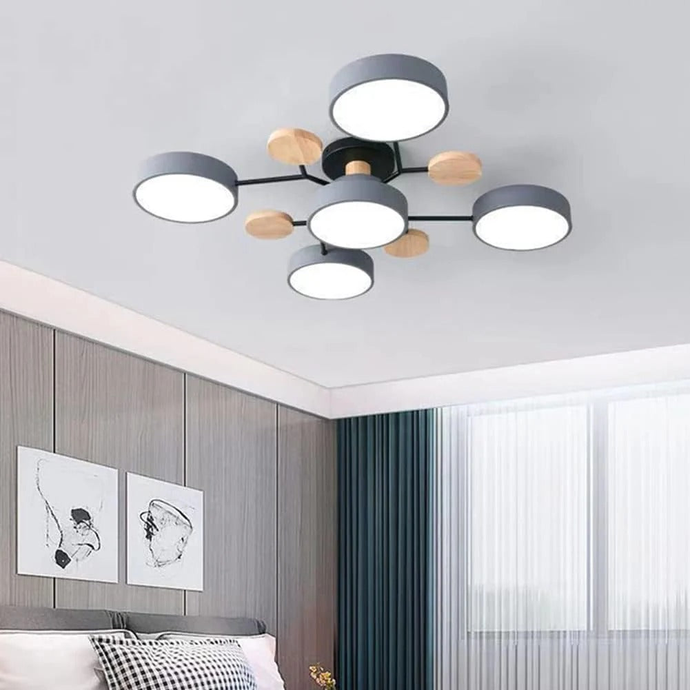 Semi-Flush Ring LED Ceiling Fixture – Multiple Rings, Iron & Acrylic, Dimmable Color Modes for Bedroom, Living Room & Hallway | Thomler