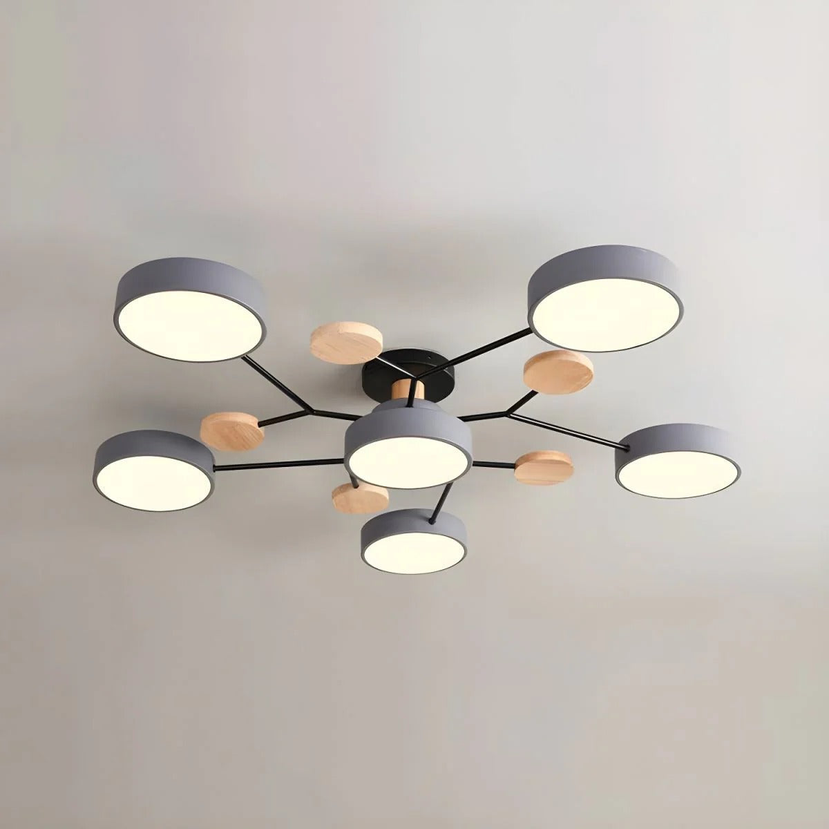 Semi-Flush Ring LED Ceiling Fixture – Multiple Rings, Iron & Acrylic, Dimmable Color Modes for Bedroom, Living Room & Hallway | Thomler