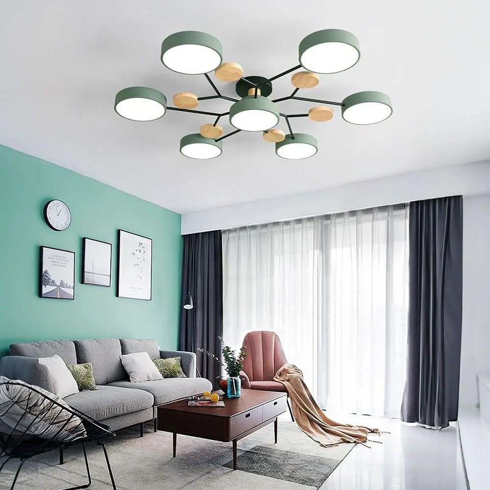 Semi-Flush Ring LED Ceiling Fixture – Multiple Rings, Iron & Acrylic, Dimmable Color Modes for Bedroom, Living Room & Hallway | Thomler