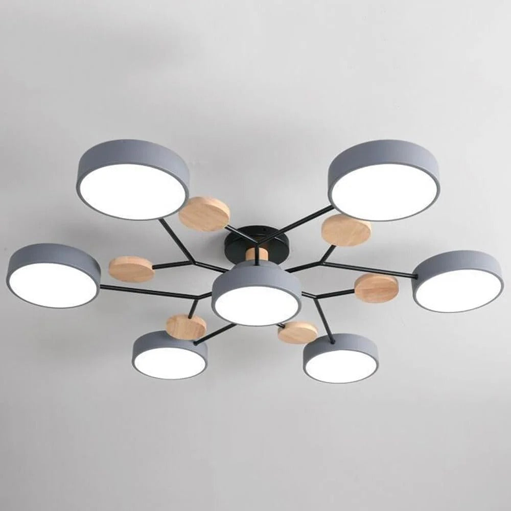Semi-Flush Ring LED Ceiling Fixture – Multiple Rings, Iron & Acrylic, Dimmable Color Modes for Bedroom, Living Room & Hallway | Thomler