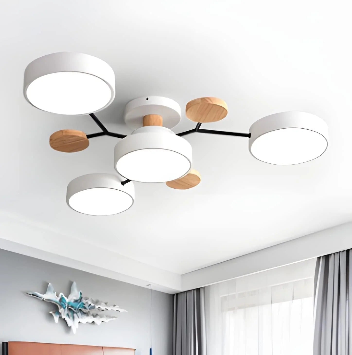 Semi-Flush Ring LED Ceiling Fixture – Multiple Rings, Iron & Acrylic, Dimmable Color Modes for Bedroom, Living Room & Hallway | Thomler