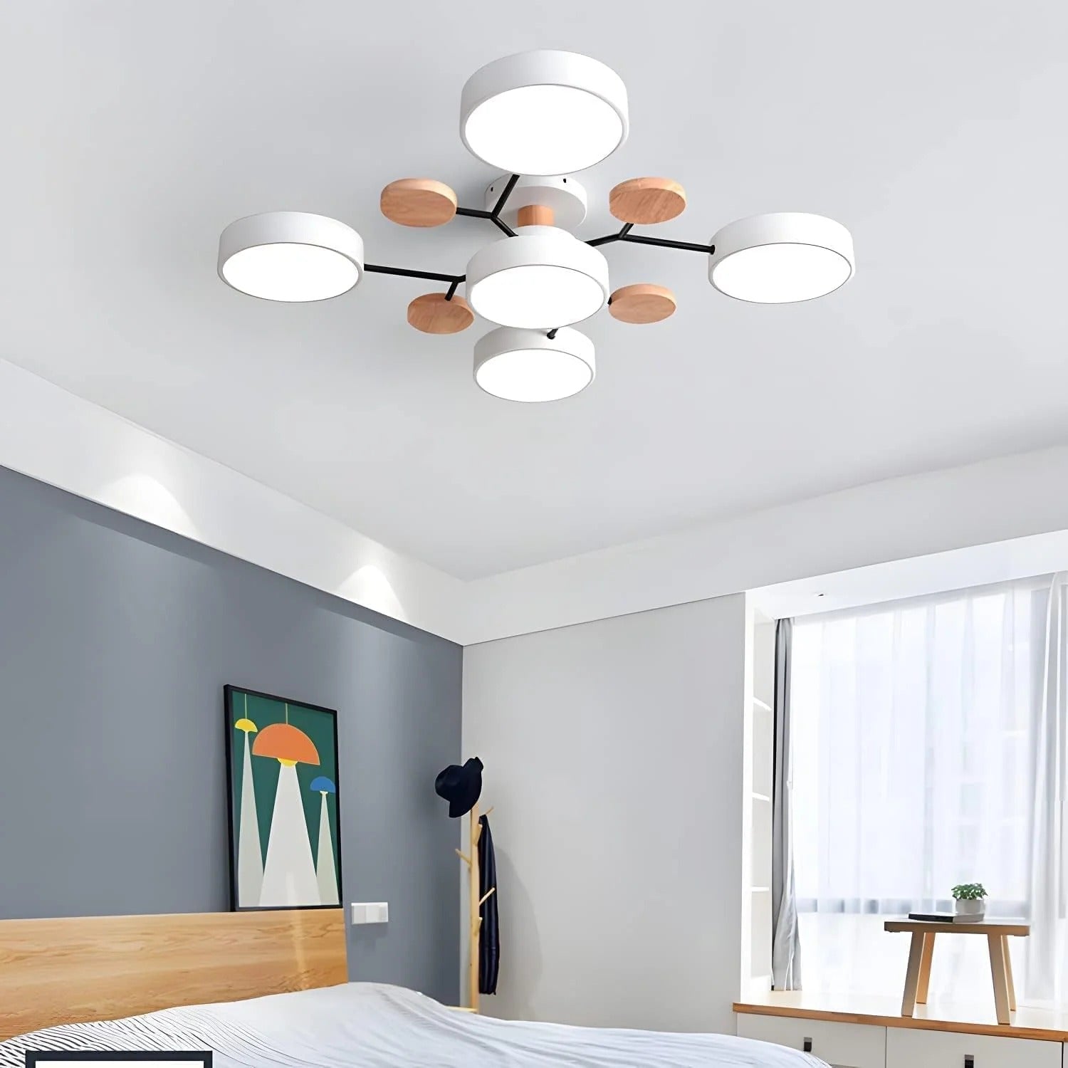 Semi-Flush Ring LED Ceiling Fixture – Multiple Rings, Iron & Acrylic, Dimmable Color Modes for Bedroom, Living Room & Hallway | Thomler