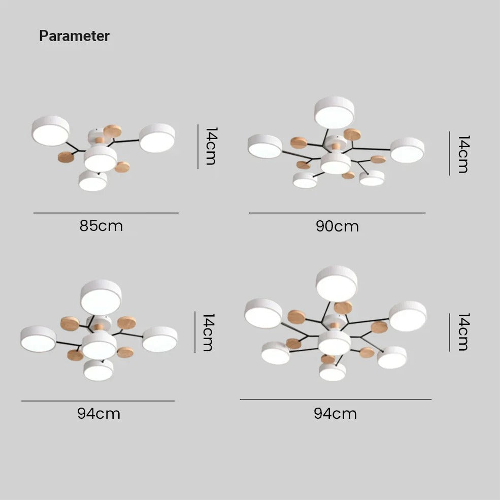 Semi-Flush Ring LED Ceiling Fixture – Multiple Rings, Iron & Acrylic, Dimmable Color Modes for Bedroom, Living Room & Hallway | Thomler