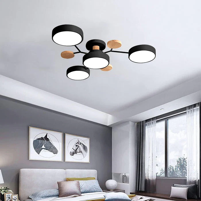 Semi-Flush Ring LED Ceiling Fixture – Multiple Rings, Iron & Acrylic, Dimmable Color Modes for Bedroom, Living Room & Hallway | Thomler