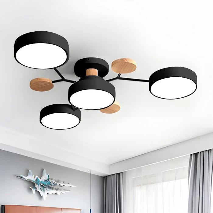 Semi-Flush Ring LED Ceiling Fixture – Multiple Rings, Iron & Acrylic, Dimmable Color Modes for Bedroom, Living Room & Hallway | Thomler