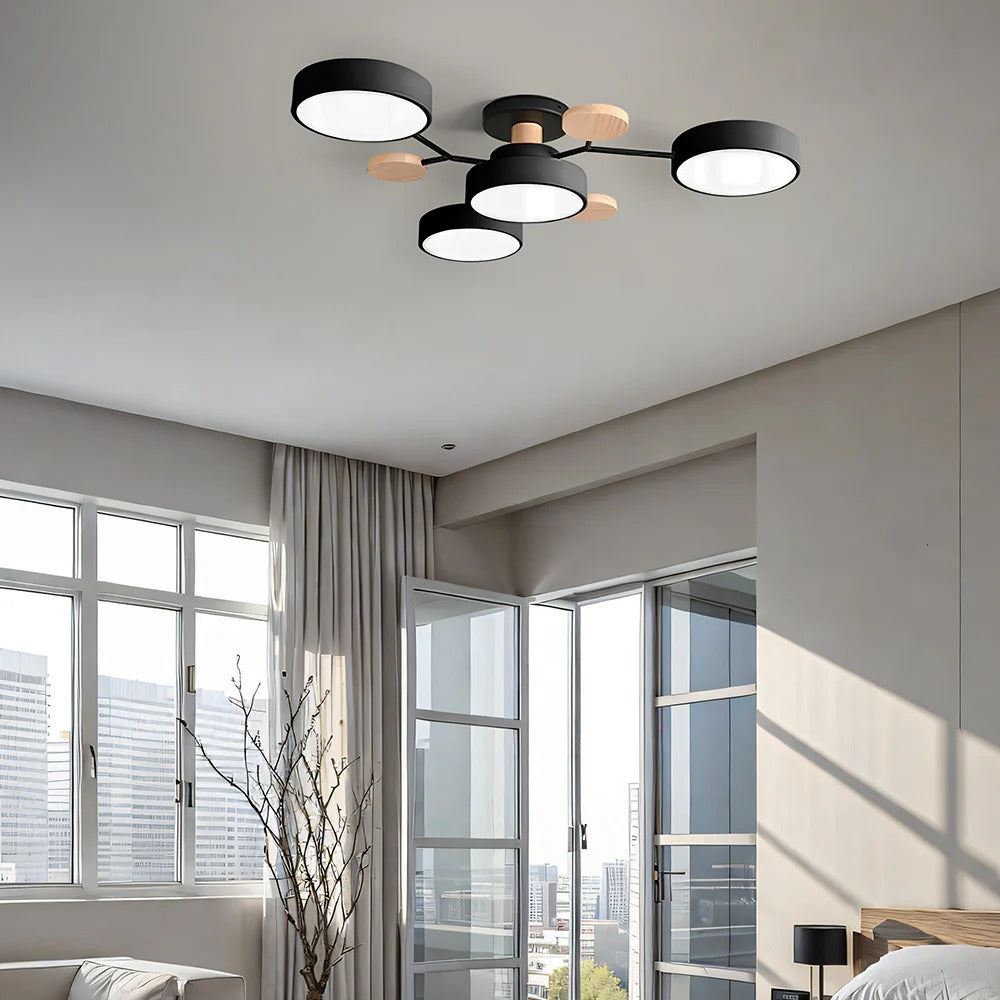 Semi-Flush Ring LED Ceiling Fixture – Multiple Rings, Iron & Acrylic, Dimmable Color Modes for Bedroom, Living Room & Hallway | Thomler