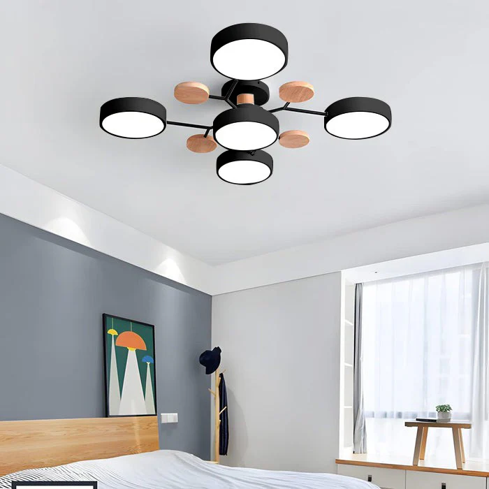 Semi-Flush Ring LED Ceiling Fixture – Multiple Rings, Iron & Acrylic, Dimmable Color Modes for Bedroom, Living Room & Hallway | Thomler