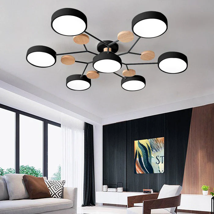 Semi-Flush Ring LED Ceiling Fixture – Multiple Rings, Iron & Acrylic, Dimmable Color Modes for Bedroom, Living Room & Hallway | Thomler