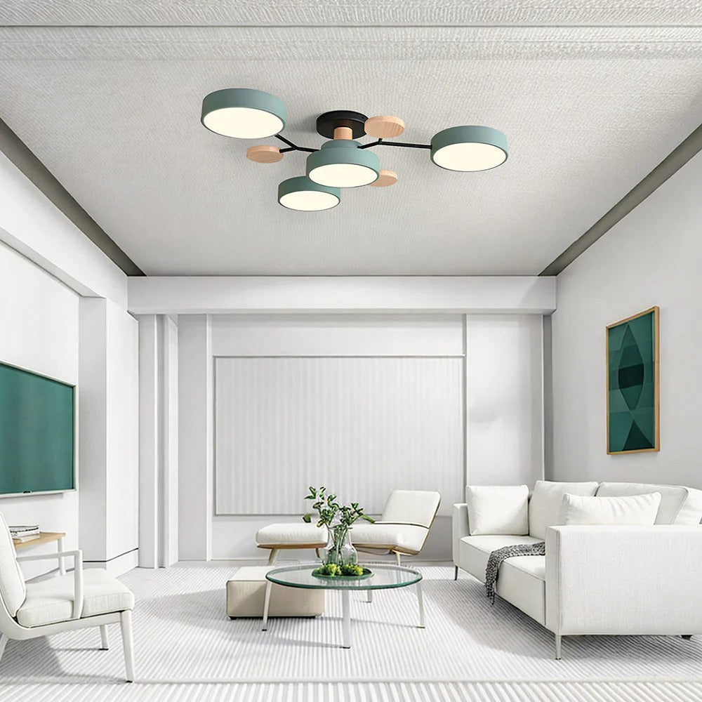 Semi-Flush Ring LED Ceiling Fixture – Multiple Rings, Iron & Acrylic, Dimmable Color Modes for Bedroom, Living Room & Hallway | Thomler