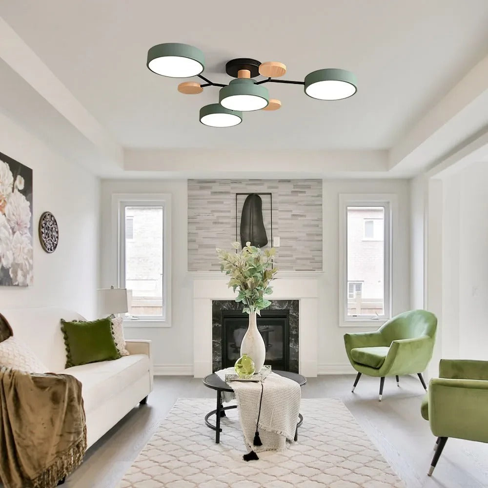Semi-Flush Ring LED Ceiling Fixture – Multiple Rings, Iron & Acrylic, Dimmable Color Modes for Bedroom, Living Room & Hallway | Thomler