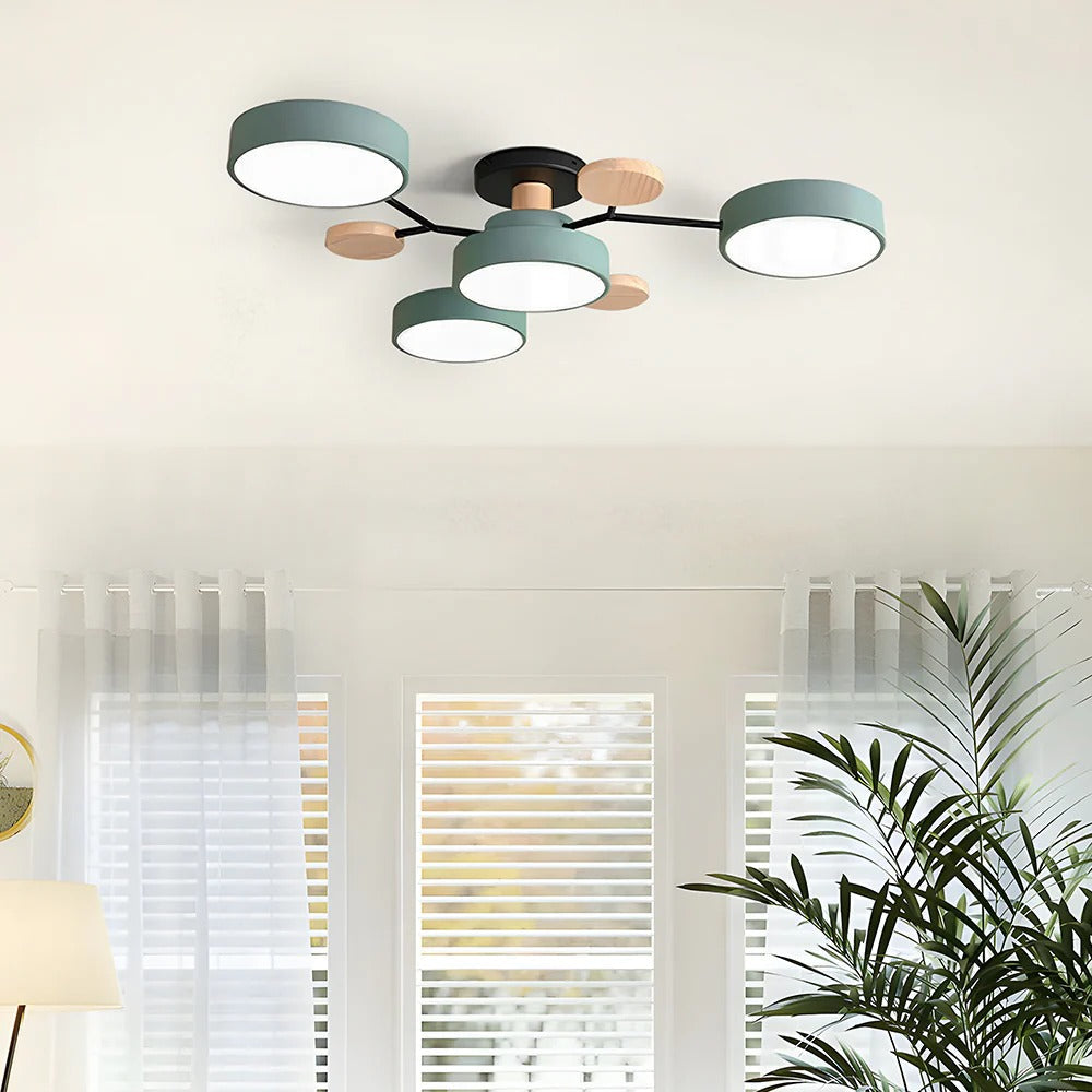 Semi-Flush Ring LED Ceiling Fixture – Multiple Rings, Iron & Acrylic, Dimmable Color Modes for Bedroom, Living Room & Hallway | Thomler