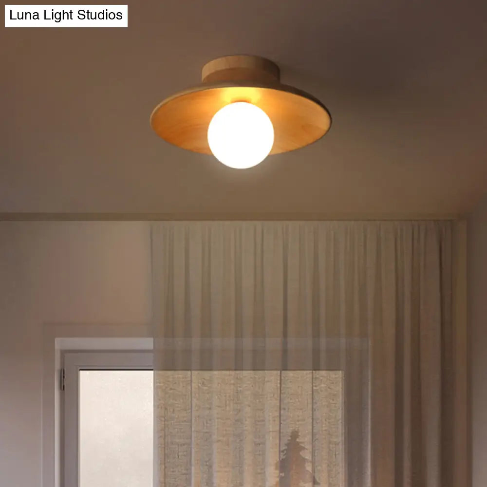 Wooden Semi-Flush Ceiling Lamp – Compact Round G9 Fixture for Hallways & Bedrooms – Mission-Style Recessed Design | Thomler