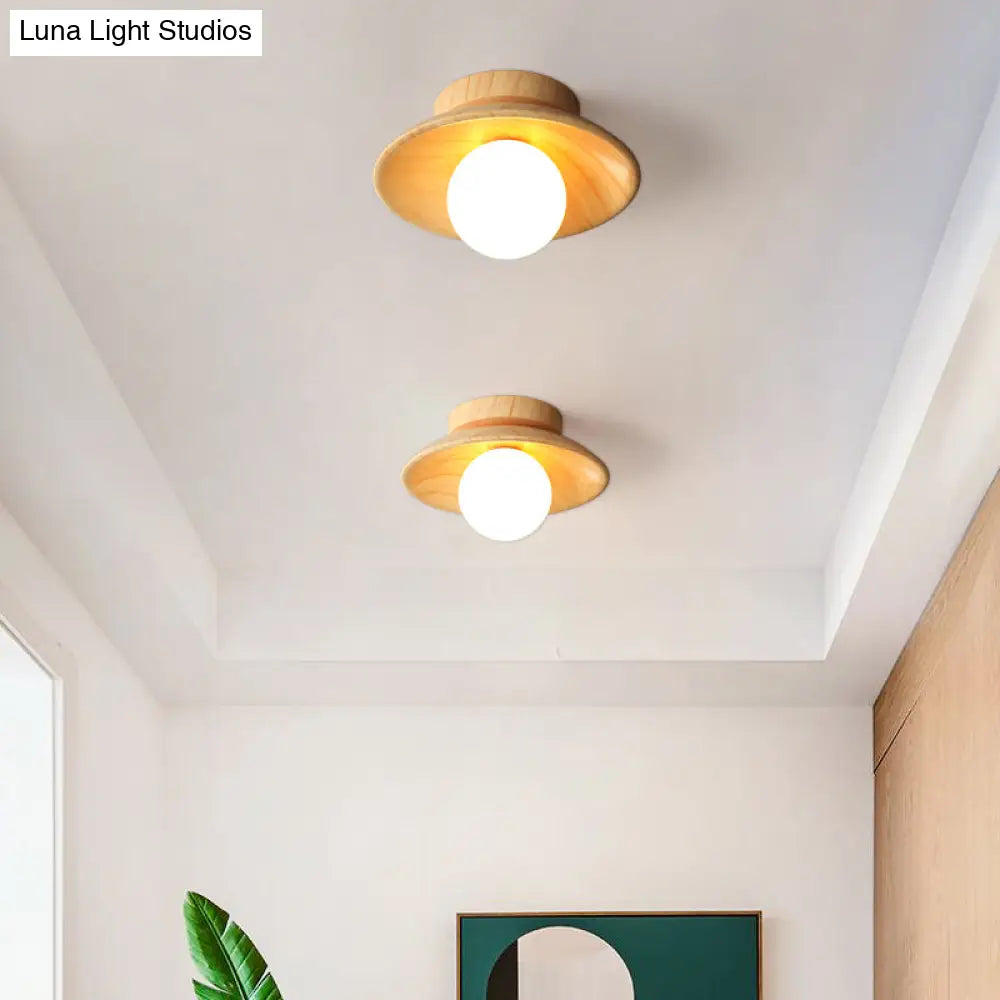 Wooden Semi-Flush Ceiling Lamp – Compact Round G9 Fixture for Hallways & Bedrooms – Mission-Style Recessed Design | Thomler