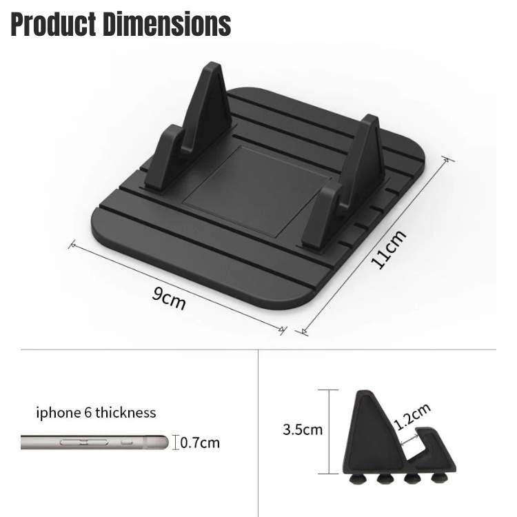 Dashboard Phone Mount Silicone Grip Holder for Car Navigation & Hands-Free Calls, Non-Slip Cradle for iPhone & Android | Thomler