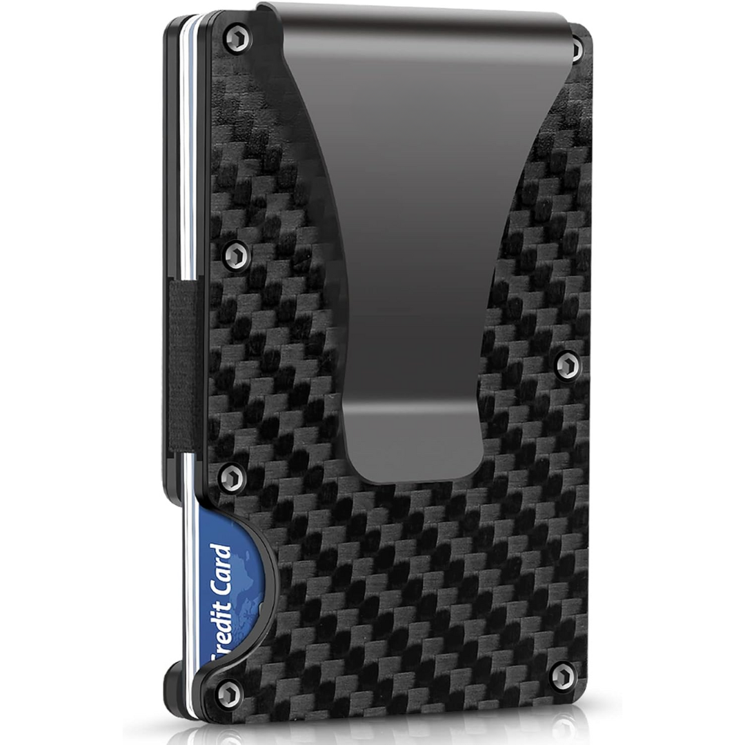 RFID-Blocking Carbon Fiber Minimalist Wallet with Integrated Money Clip for Men Front Pocket Card Holder Slim Design Contactless Theft Prote | Thomler