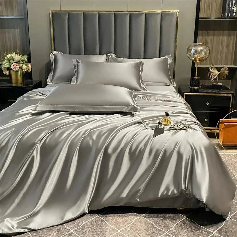 100% Mulberry Silk Sheet Set – Full Bed Ensemble with Duvet Cover, Fitted Sheet & Pillowcases for Cool, Luxurious Sleep | Thomler