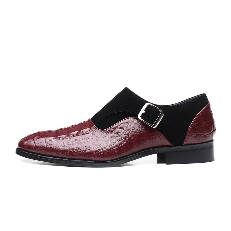 Textured Faux Leather Oxford Shoes for Men – Formal Lace-Up Design with Water-Resistant Finish – Classic Maroon | Thomler