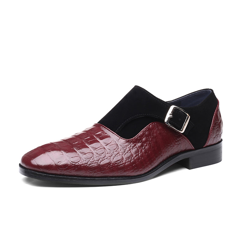 Textured Faux Leather Oxford Shoes for Men – Formal Lace-Up Design with Water-Resistant Finish – Classic Maroon | Thomler
