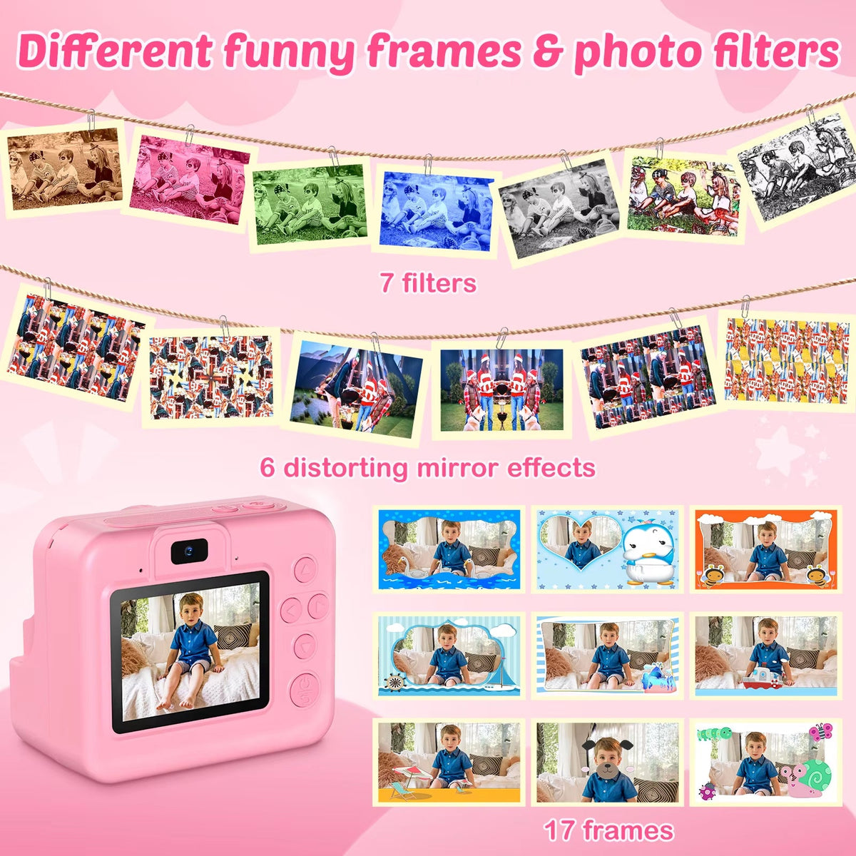 Kids Digital Camera with Instant Print – 1080P HD Photo & Video Recorder, 16x Zoom, Built-In Games, 32GB Memory & Coloring Pens for Ages | Thomler