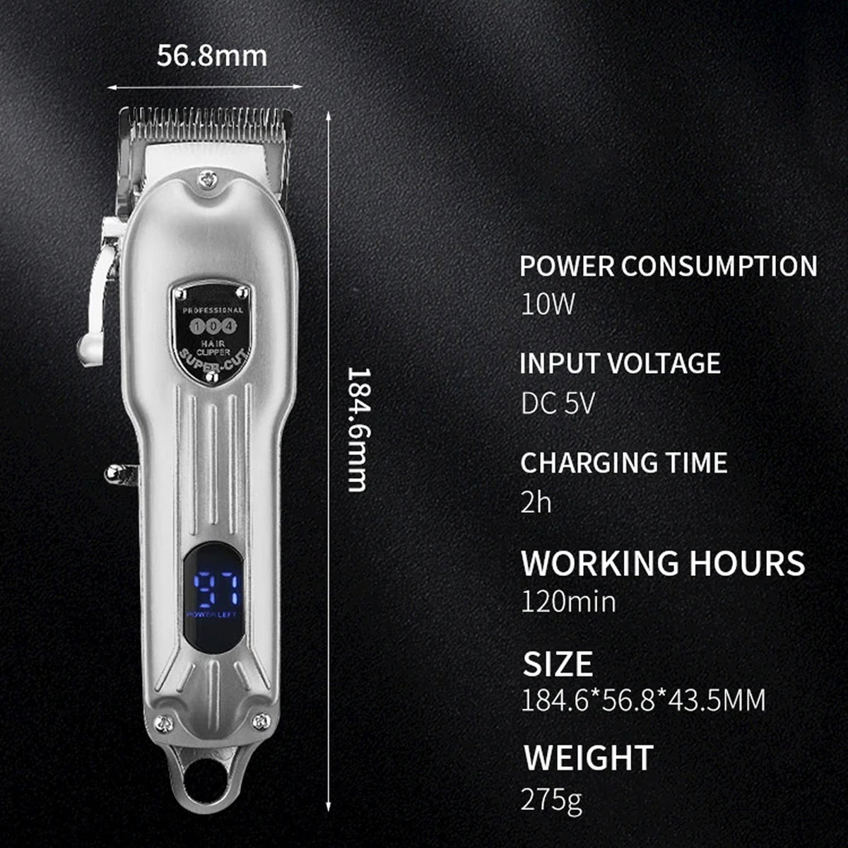 Cordless Pet Grooming Clippers with Quiet Motor & Steel Blades for Dogs & Cats – Rechargeable Trimmer Kit with LED Display | Thomler