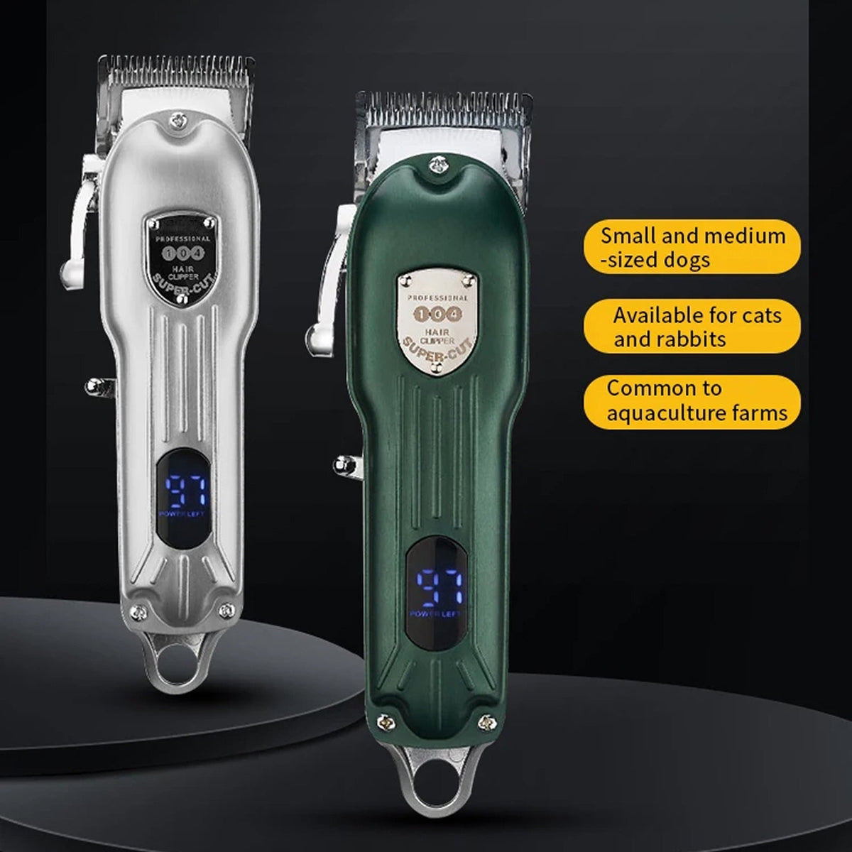 Cordless Pet Grooming Clippers with Quiet Motor & Steel Blades for Dogs & Cats – Rechargeable Trimmer Kit with LED Display | Thomler