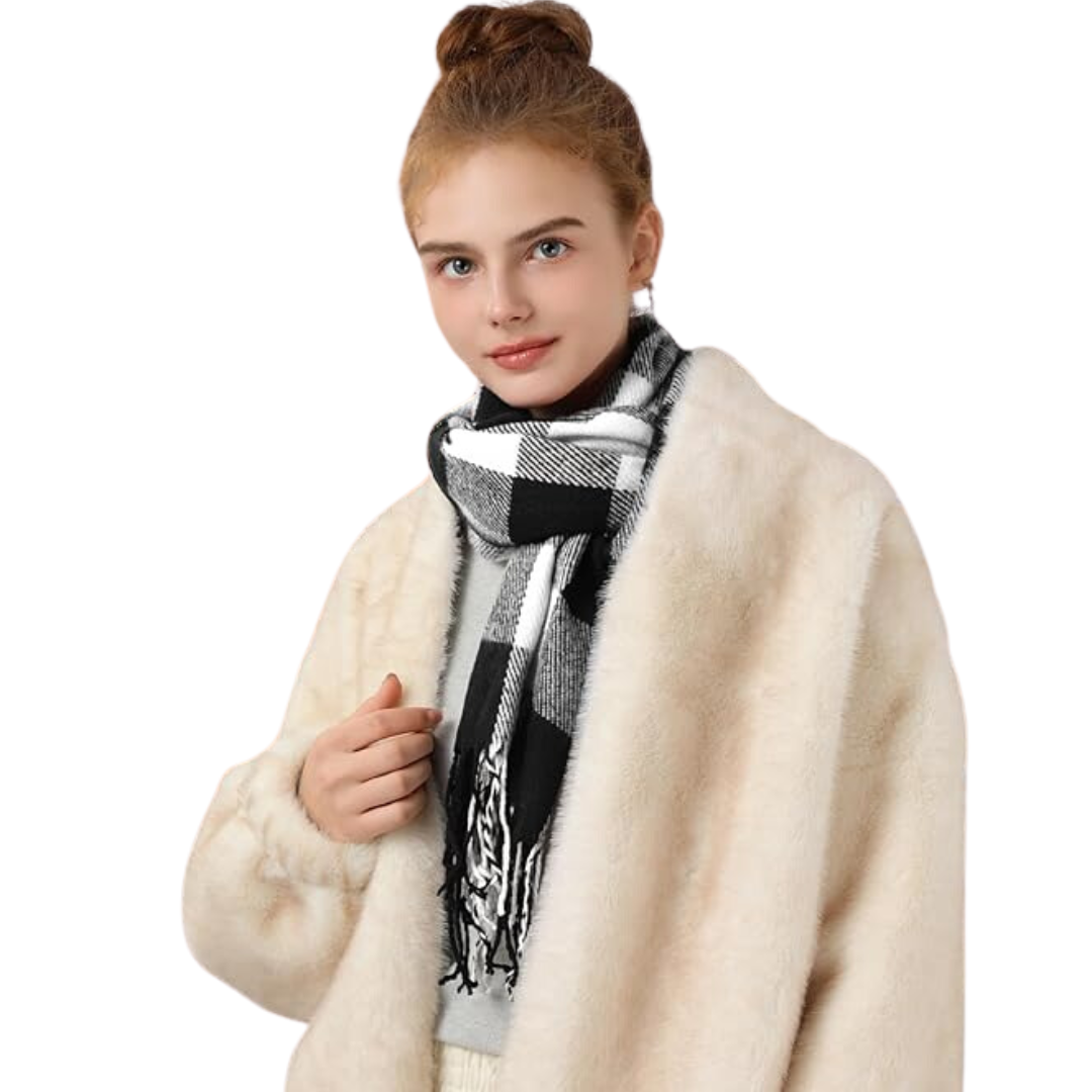 Plaid Cashmere Winter Shawl for Women – Cozy Oversized Wrap Scarf for Cold Weather, Evening Events & Daily Wear | Thomler