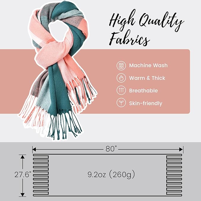 Plaid Cashmere Winter Shawl for Women – Cozy Oversized Wrap Scarf for Cold Weather, Evening Events & Daily Wear | Thomler