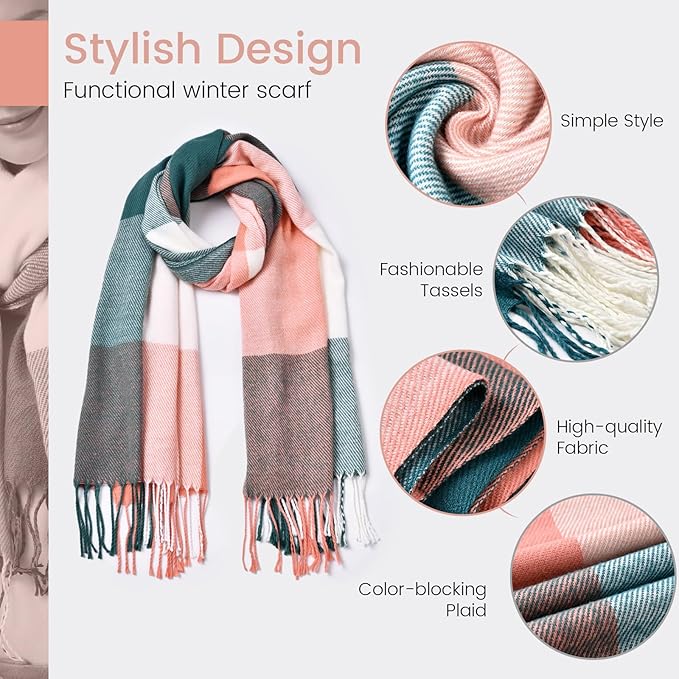 Plaid Cashmere Winter Shawl for Women – Cozy Oversized Wrap Scarf for Cold Weather, Evening Events & Daily Wear | Thomler