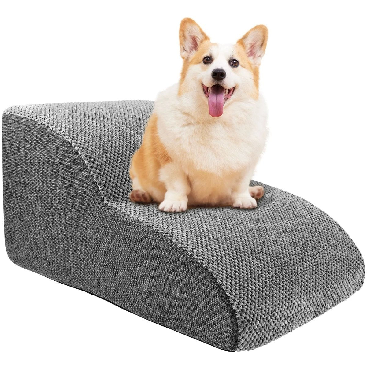 Pet Steps with Plush Velvet Cover & Non-Slip Base – 2 or 3 Tier Foam Ramp for Dogs & Cats to Reach Sofas, Beds | Thomler