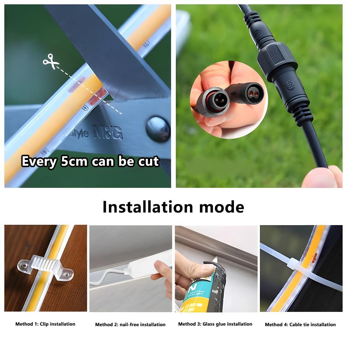 Outdoor LED Strip Flexible Solar 5.0 m Warm White Garden Path Patio Recessed Lighting Waterproof Linear Light | Thomler