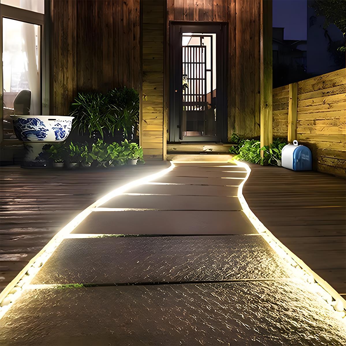 Outdoor LED Strip Flexible Solar 5.0 m Warm White Garden Path Patio Recessed Lighting Waterproof Linear Light | Thomler