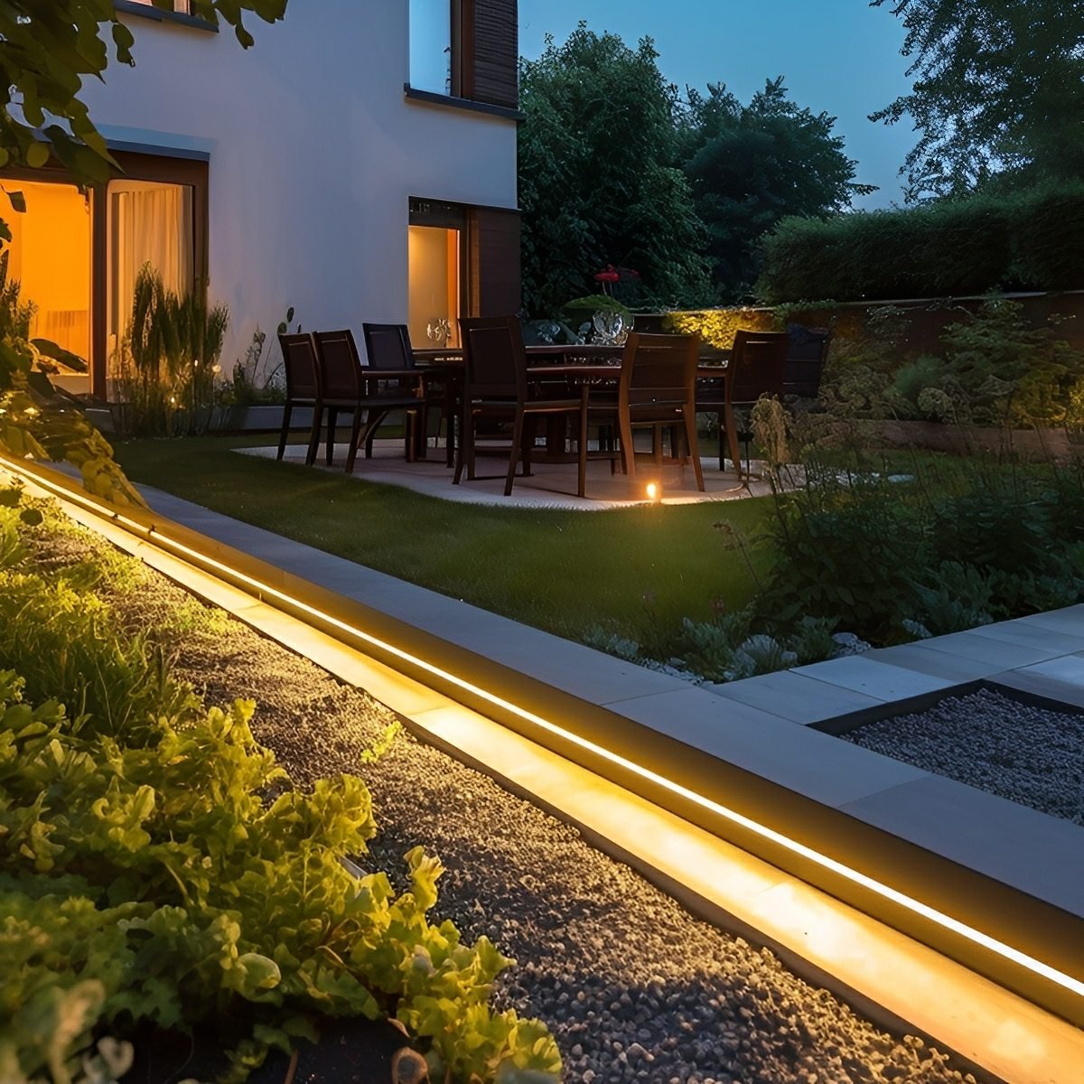 Outdoor LED Strip Flexible Solar 5.0 m Warm White Garden Path Patio Recessed Lighting Waterproof Linear Light | Thomler