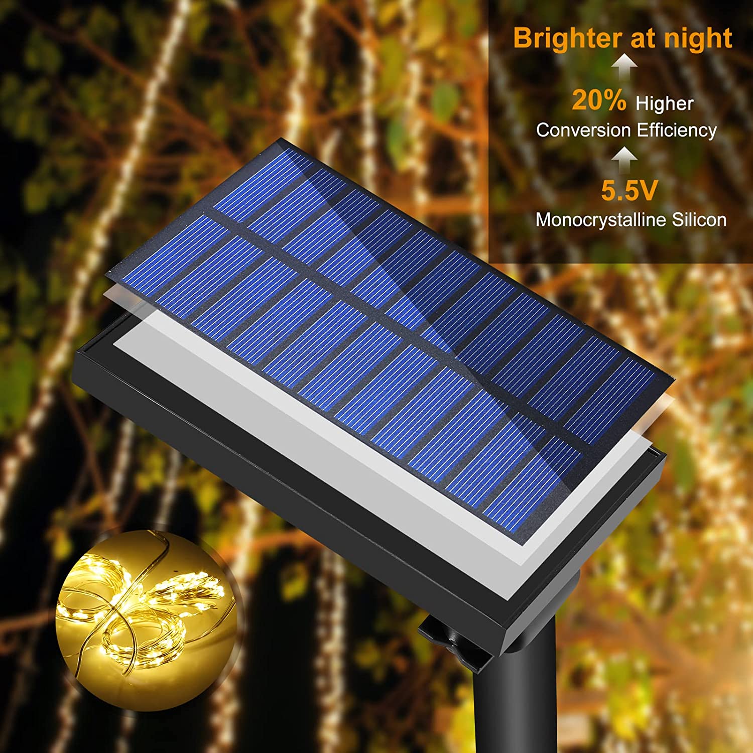 Outdoor Solar Curtain Light 300 LED 7 ft x 10 ft Waterproof Garden Patio Pergola Decoration | Thomler