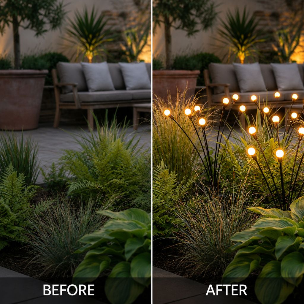 Swaying LED Garden Stakes Solar Powered Outdoor Pathway Lights Warm White Waterproof Decorative Lawn Accent Lighting for Yard Patio Walkway | Thomler