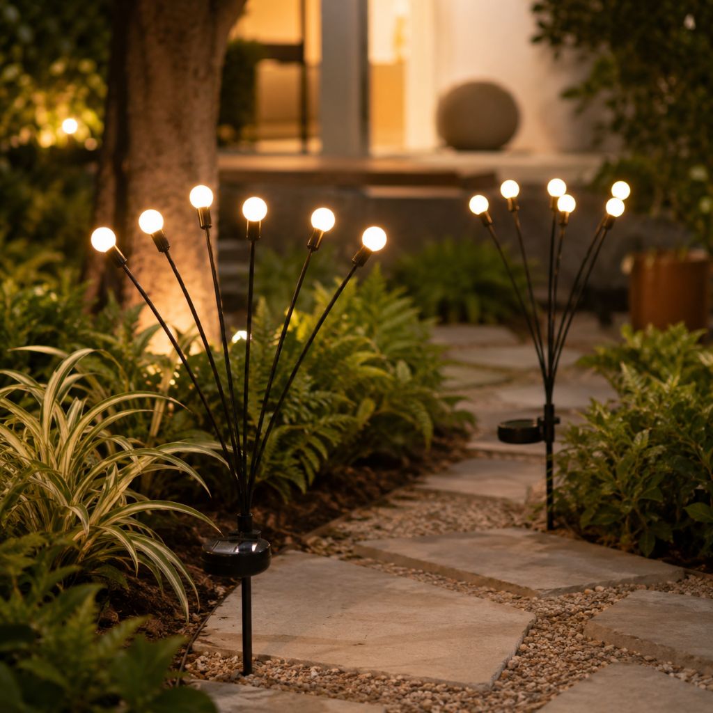 Swaying LED Garden Stakes Solar Powered Outdoor Pathway Lights Warm White Waterproof Decorative Lawn Accent Lighting for Yard Patio Walkway | Thomler